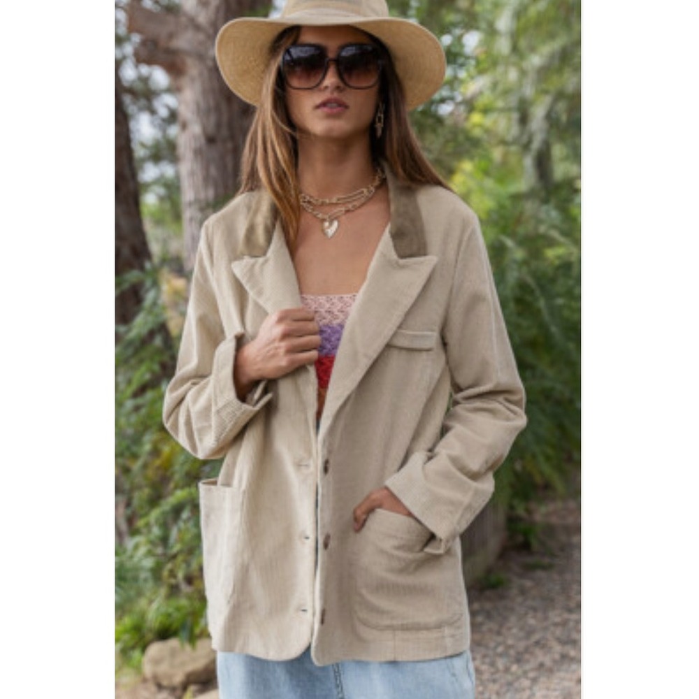 POL Beige Corduroy Blazer Jacket